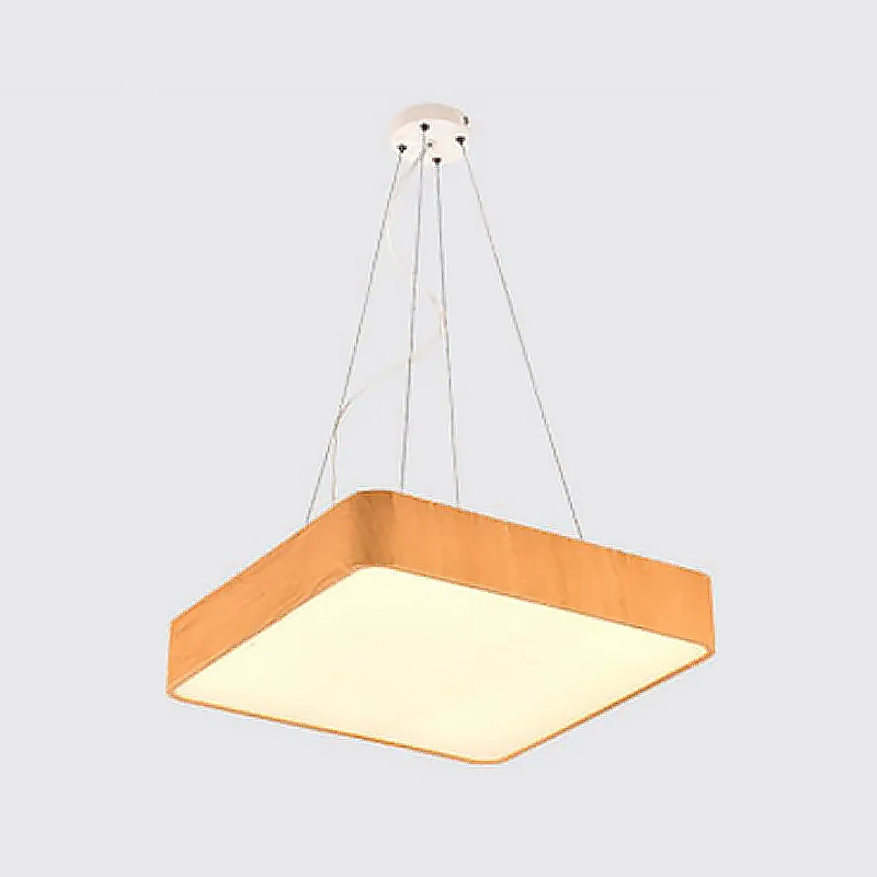 12"/16"/19,5" brede houten vierkante ophangverlichting moderne led beige hangende hanglampset wit/warm/natuurlijk licht Cl...