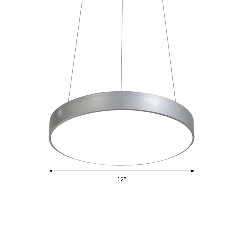12"/16"/23,5" brede zilveren ronde hanglamp moderne led metalen hangende plafondlamp Clearhalo