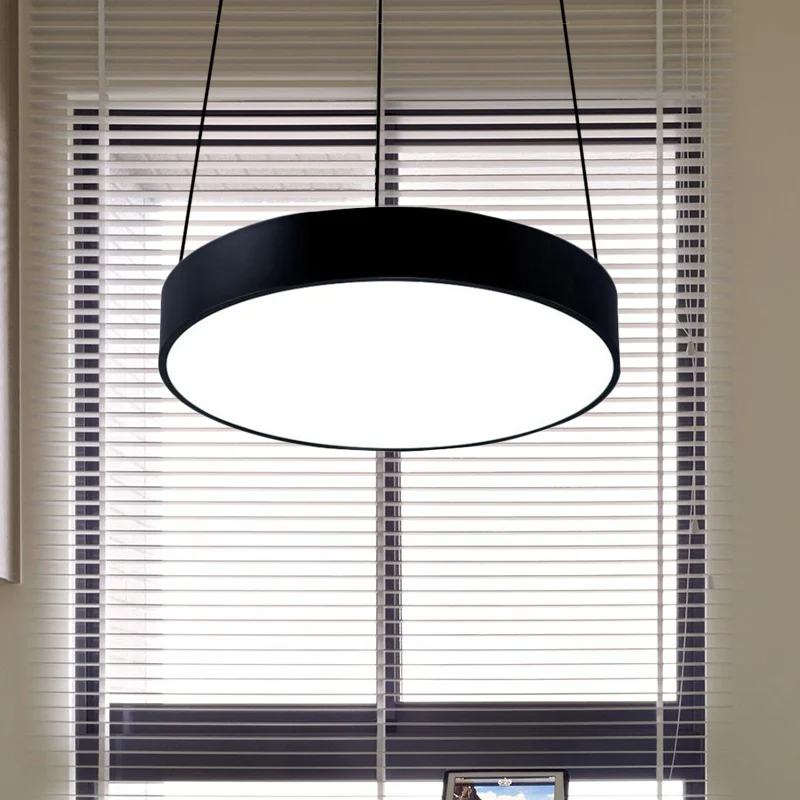 12"/18"/23,5" brede metalen trommel hanglamp hedendaagse led wit/zwart plafondlamp wit/warm licht Clearhalo