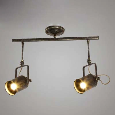 1/2/3/4-Head Iron Semi Inbouwlamp Vintage Stijl Brons/Gouden Afwerking Cilindrische Schaduw Plafondarmatuur voor Restauran...