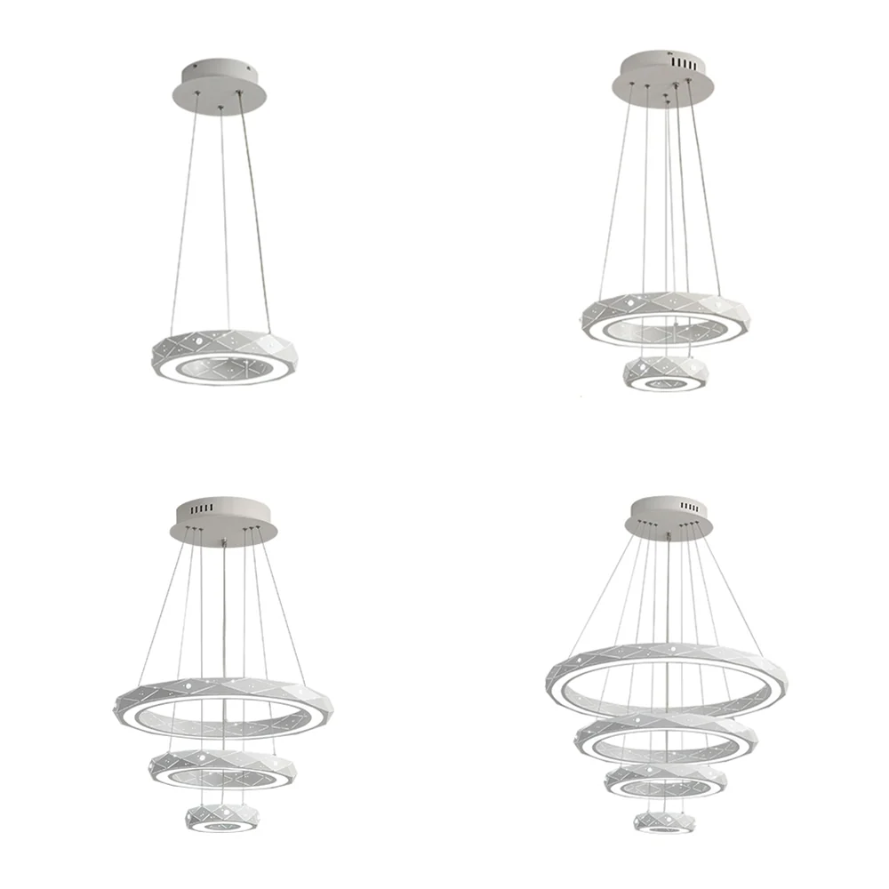 1/2/3-lichts eetkamer hanglamp met ring acryl kap witte plafondkroonluchter warm/wit licht Clearhalo