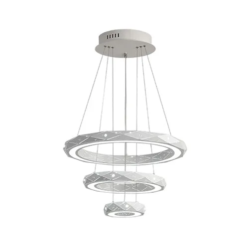 1/2/3-lichts eetkamer hanglamp met ring acryl kap witte plafondkroonluchter warm/wit licht Clearhalo