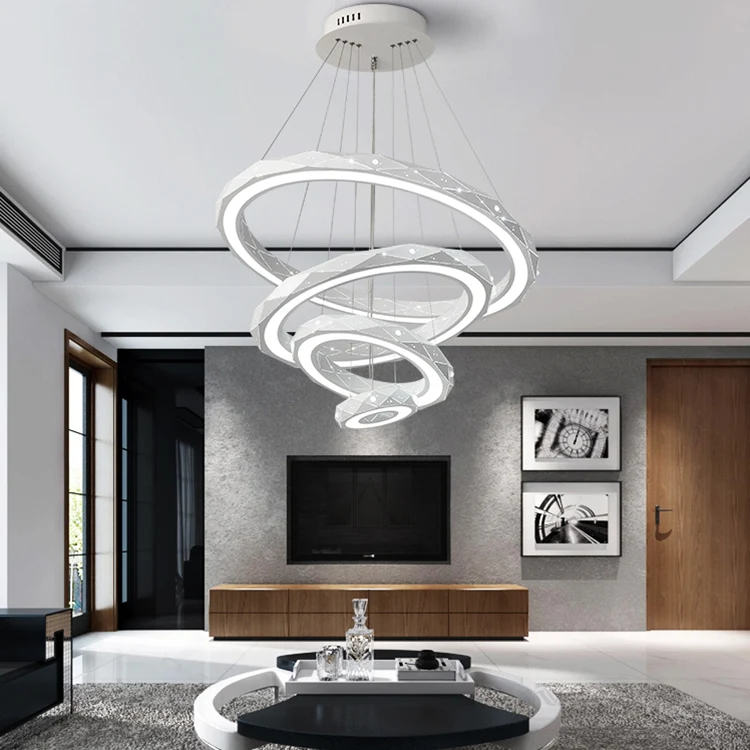 1/2/3-lichts eetkamer hanglamp met ring acryl kap witte plafondkroonluchter warm/wit licht Clearhalo