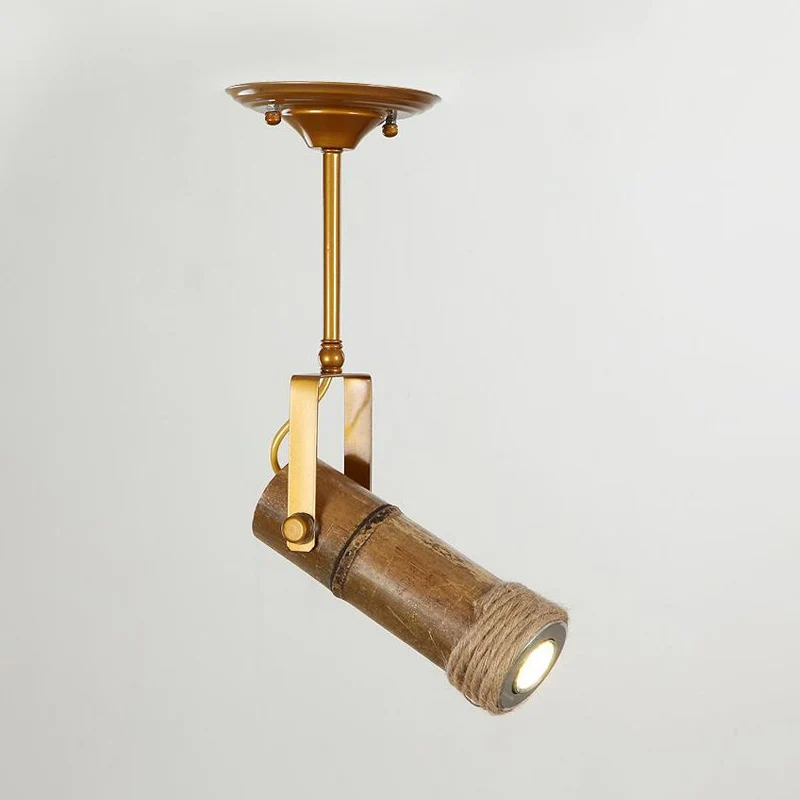 1/2/3-Light Tube Semi Flush Light Lodge Stijlvol verstelbaar plafondarmatuur van hout, metaal en bamboe voor restaurants C...