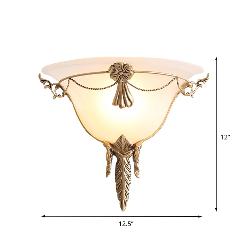 9,5 "/12,5" brede trompet flare blaker licht traditioneel wit glas 1 kop messing wandlamp armatuur voor woonkamer Clearhalo