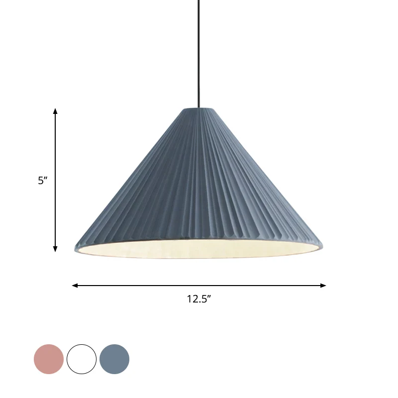 12,5"/16,5" W 1 kop conische hanglamp met geribbeld ontwerp Scandinavische stijl blauw/roze/wit hars hanglamp voor slaapka...