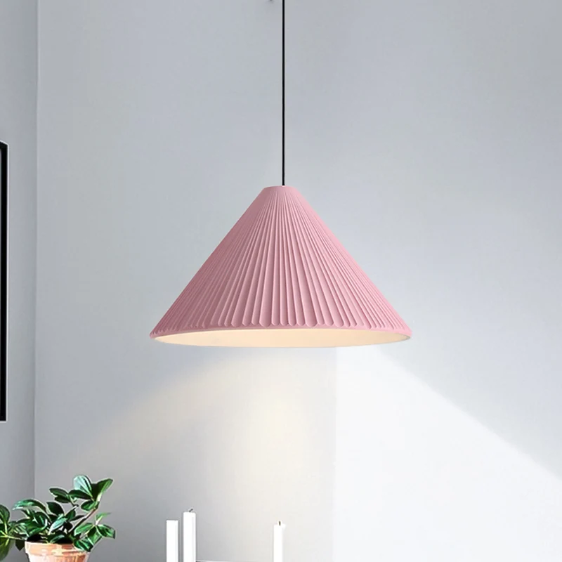 12,5"/16,5" W 1 kop conische hanglamp met geribbeld ontwerp Scandinavische stijl blauw/roze/wit hars hanglamp voor slaapka...