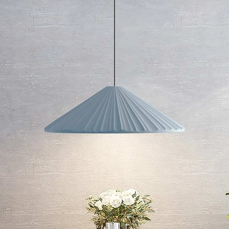 12,5"/16,5" W 1 kop conische hanglamp met geribbeld ontwerp Scandinavische stijl blauw/roze/wit hars hanglamp voor slaapka...