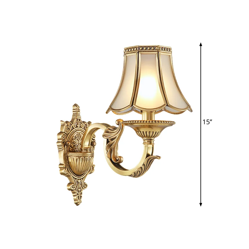 1/2-Head Bell Sconce Light Armatuur Traditionele Messing Metalen Wandlamp Sconce voor Slaapkamer Clearhalo