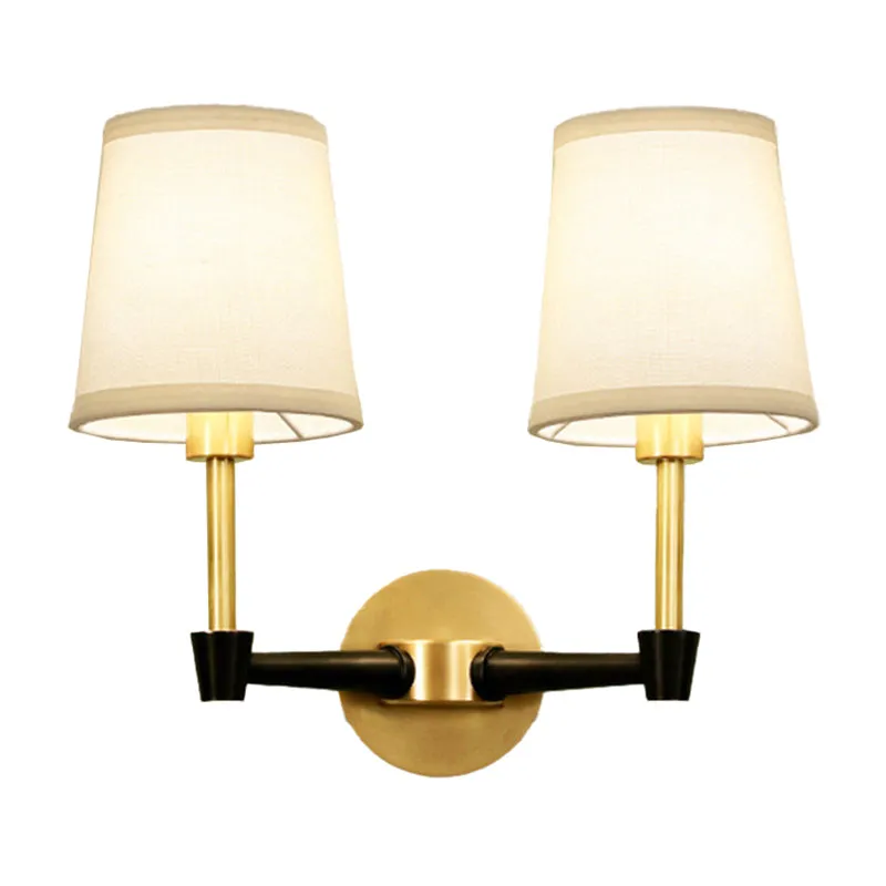 1/2-kops wandkandelaar, minimalistische conische stoffen wandlamp goud Clearhalo