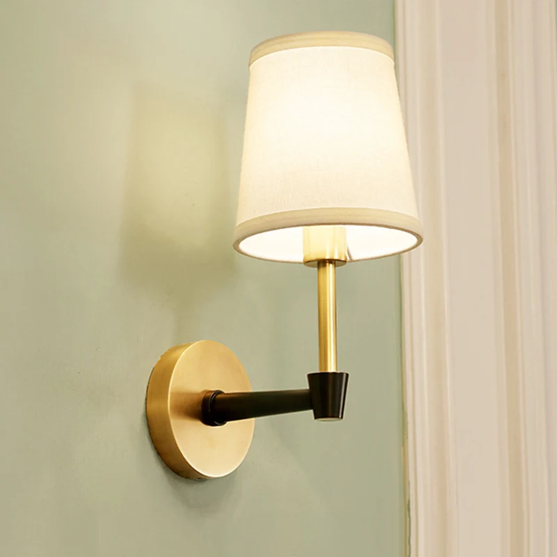 1/2-kops wandkandelaar, minimalistische conische stoffen wandlamp goud Clearhalo