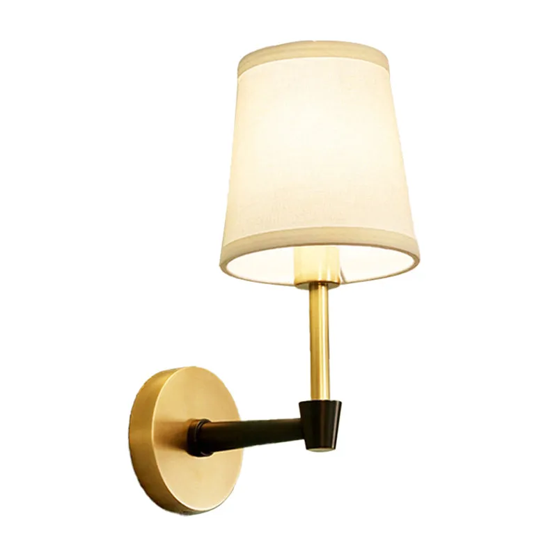 1/2-kops wandkandelaar, minimalistische conische stoffen wandlamp goud Clearhalo