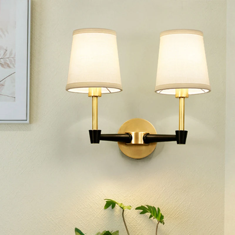 1/2-kops wandkandelaar, minimalistische conische stoffen wandlamp goud Clearhalo