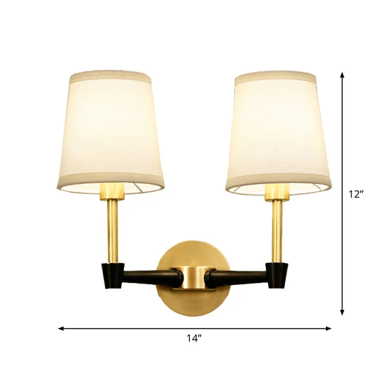 1/2-kops wandkandelaar, minimalistische conische stoffen wandlamp goud Clearhalo