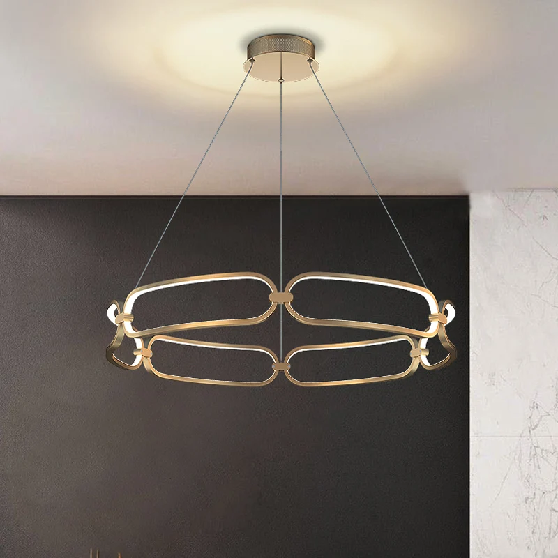 1/2-laagse kroonluchter de vorm van een polsbandje, eenvoudig, stijlvol, metaal, goud, LED-hangende hanglamp, klein/groot...