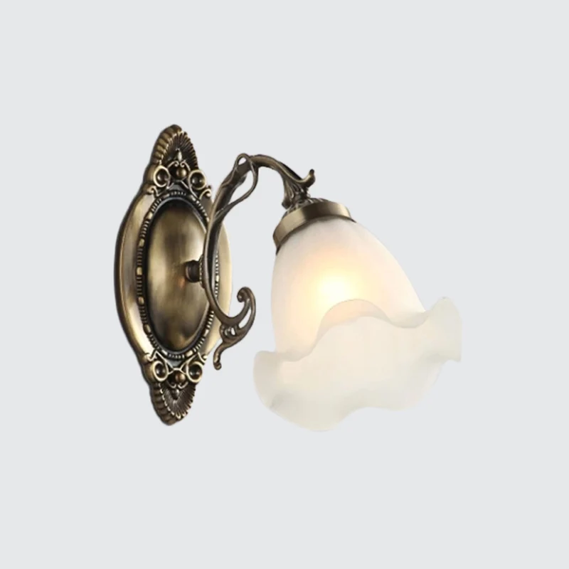 1/2-lamp opaal matglazen wandlamp platteland bronzen bloem woonkamer muur verlichtingsideeën Clearhalo