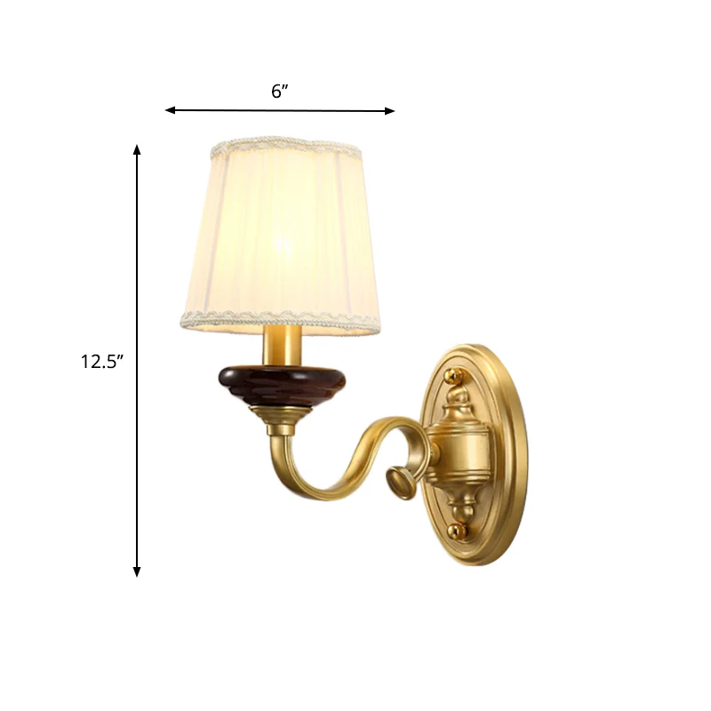 1/2-lamps stoffen wandlamp Traditionele messing afwerking Taps toelopende wandlamp voor eetkamer Clearhalo