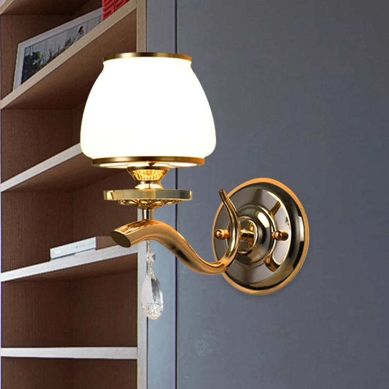 1/2-lamps taps toelopende wandlamp, postmoderne witte glazen wandkandelaar met kristallen druppel Clearhalo