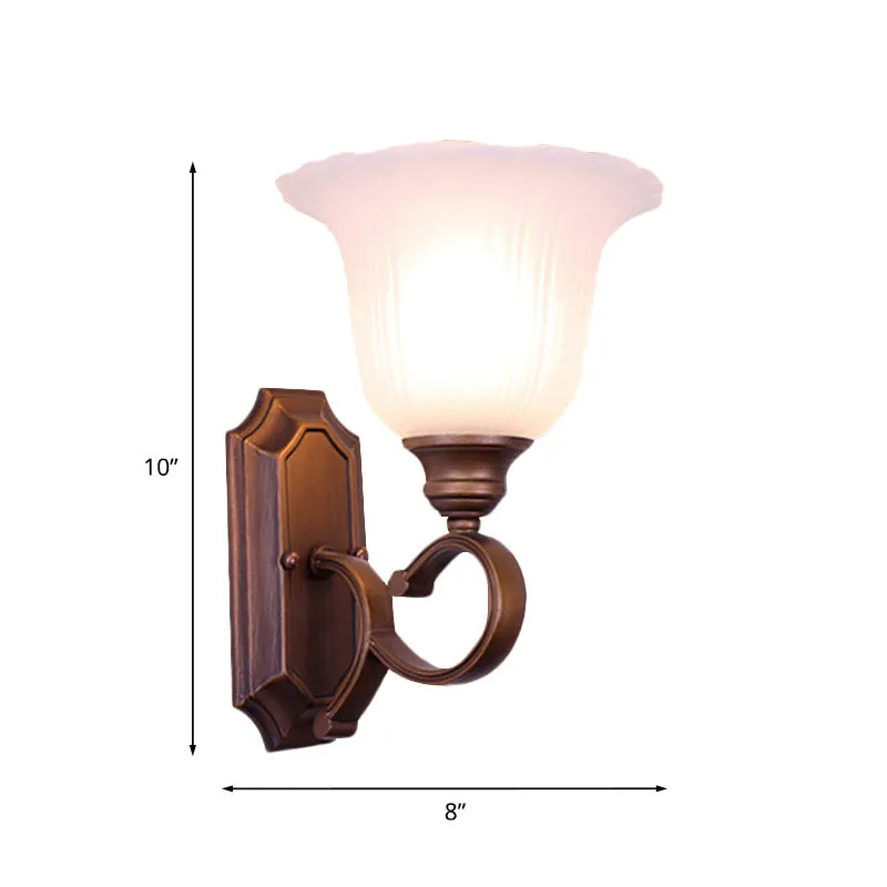 1/2-licht ivoorkleurige glazen schanslamp retro koffiebloesem woonkamer wandgemonteerde lichtarmatuur Clearhalo