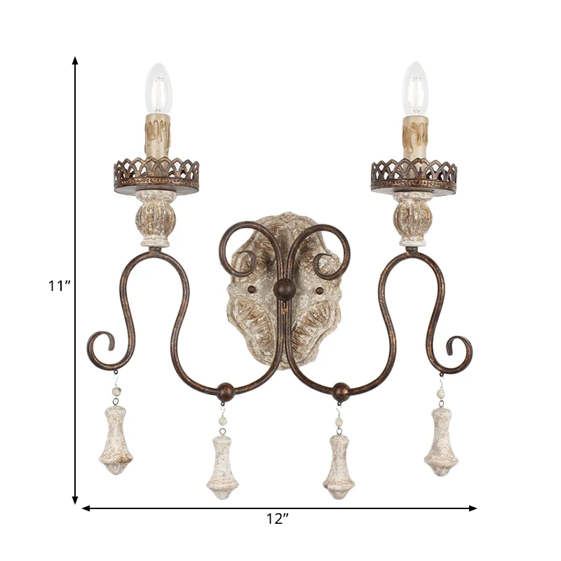 1/2-lichts kaarsstijl wandmontage verlichting antiek brons metalen wandlamp voor slaapkamer Clearhalo
