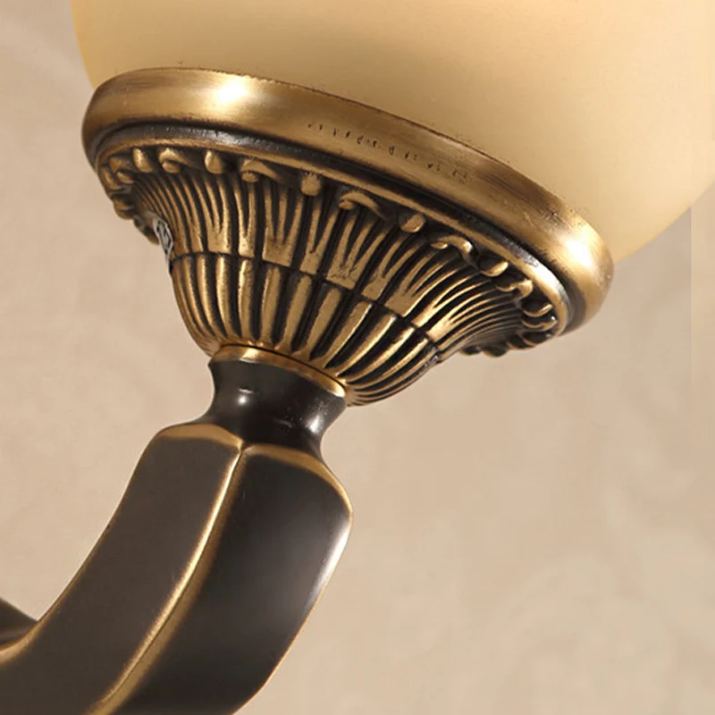 1/2-lichts wandlamp, vintage veranda-wandkandelaar met uitlopend matglas brons Clearhalo