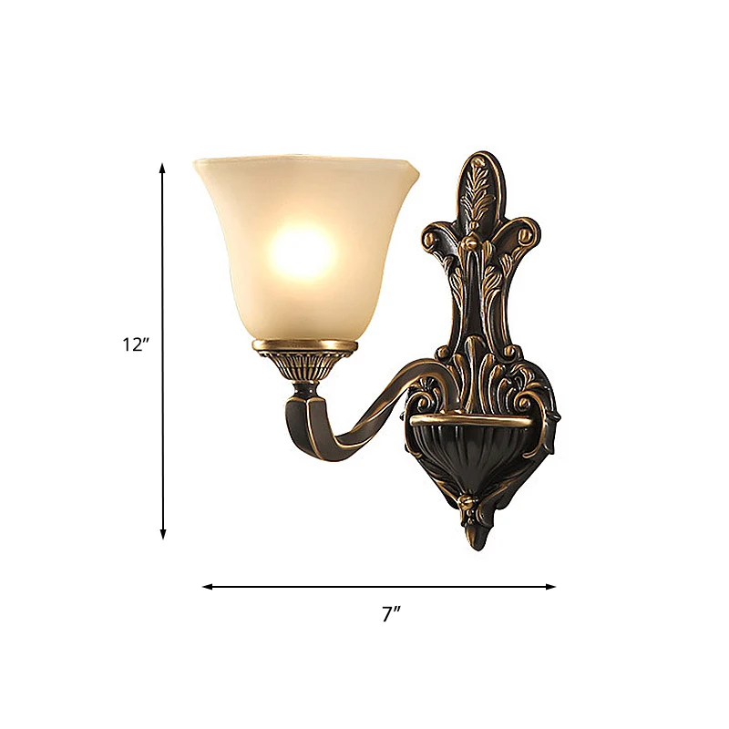 1/2-lichts wandlamp, vintage veranda-wandkandelaar met uitlopend matglas brons Clearhalo