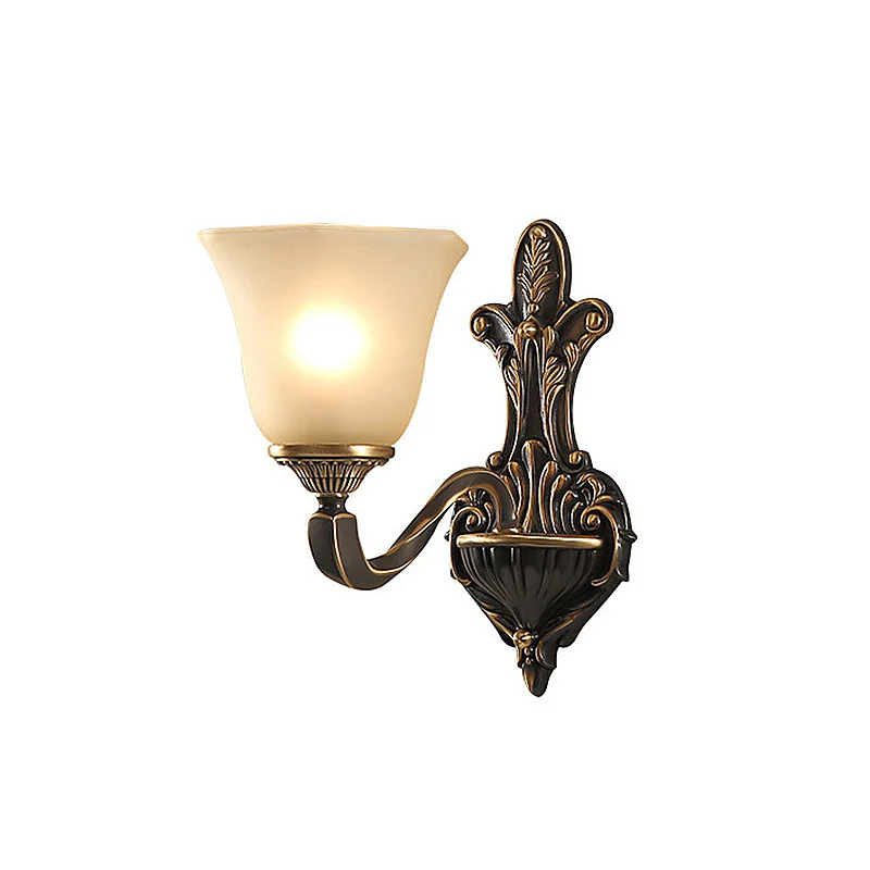 1/2-lichts wandlamp, vintage veranda-wandkandelaar met uitlopend matglas brons Clearhalo