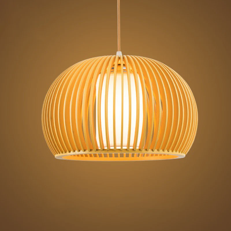 13"/18" W moderne halve bol hanger houten 1 licht eettafel ophangverlichting met binnenkap Clearhalo