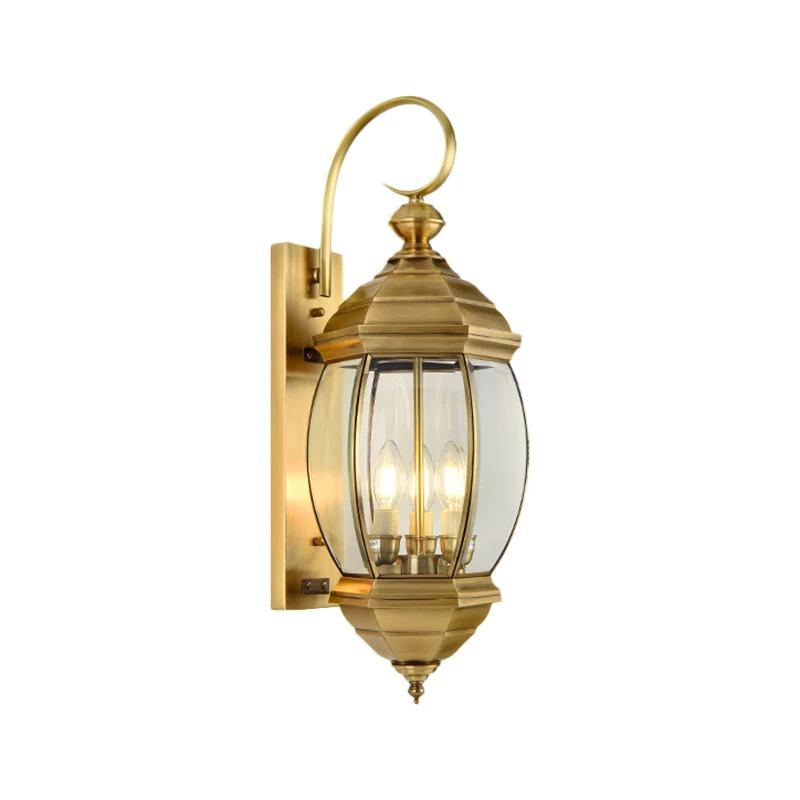 1/3-kops metalen wandlamp traditionalisme messing lantaarn veranda wandkandelaar verlichting, 7,5"/9,5" breed Clearhalo