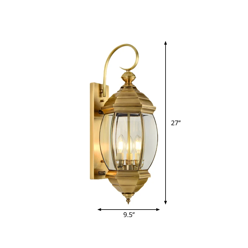 1/3-kops metalen wandlamp traditionalisme messing lantaarn veranda wandkandelaar verlichting, 7,5"/9,5" breed Clearhalo