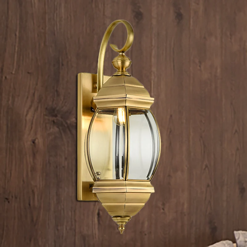 1/3-kops metalen wandlamp traditionalisme messing lantaarn veranda wandkandelaar verlichting, 7,5"/9,5" breed Clearhalo