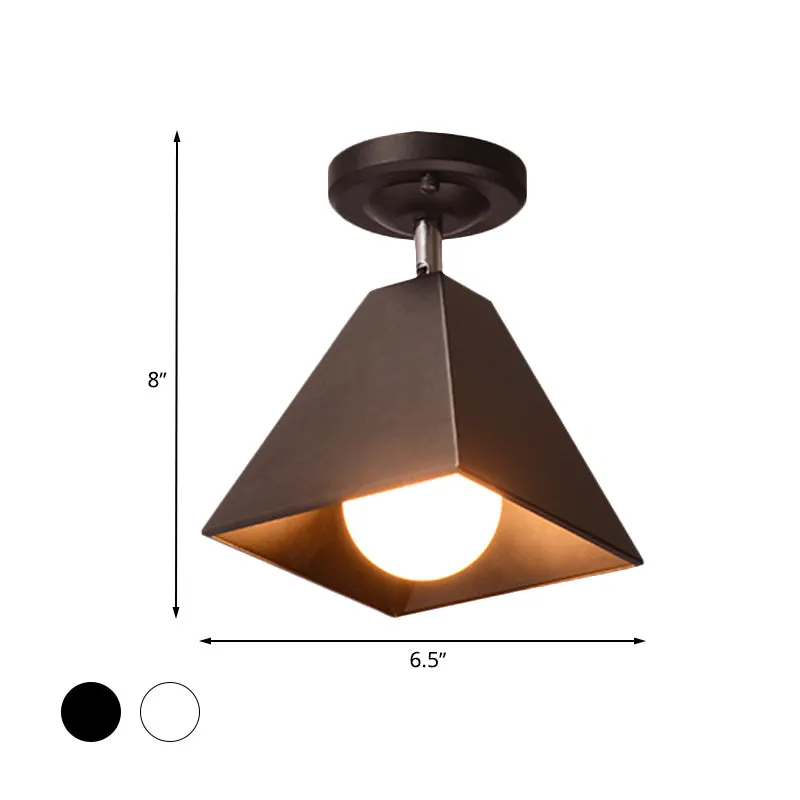 1/3-lamp piramide semi-inbouwlamp vintage stijl zwart/wit metalen plafondverlichting voor gang Clearhalo