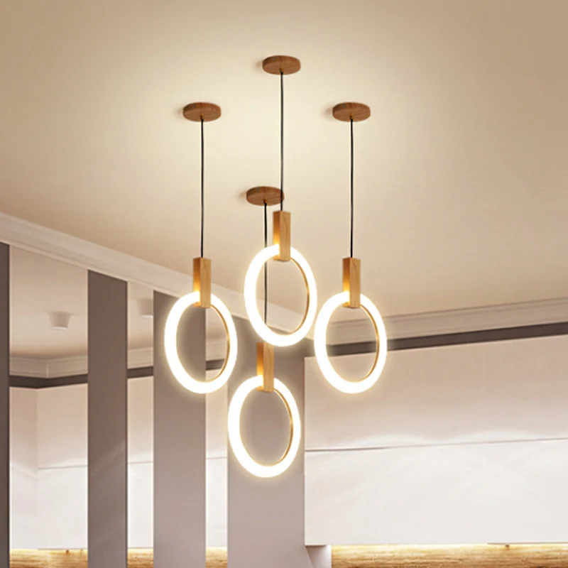 1/3-lichte slaapkamer ophanghanger met ring acryl kap witte hangende plafondlamp, 8"/12"/16" diam Clearhalo