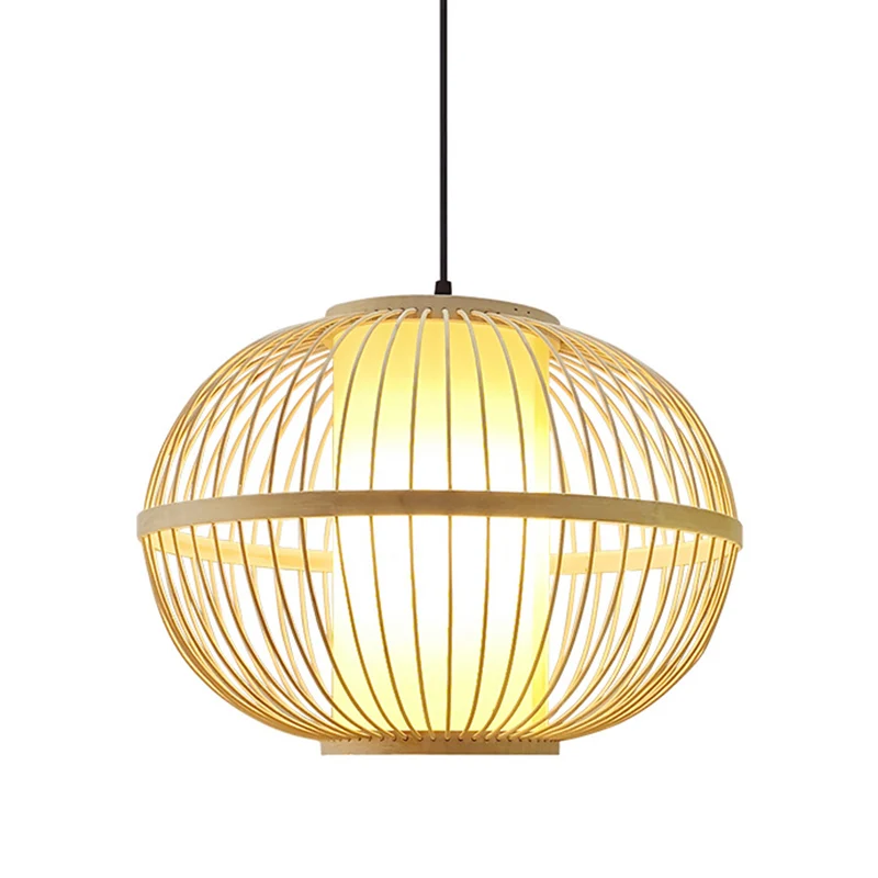 14"/16"/23,5" W ovale hanglamp Aziatisch bamboe 1-lichts beige hanglamp met binnenkap Clearhalo