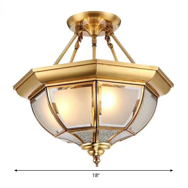 14"/18" W taps toelopende slaapkamer semi-mount licht traditioneel opaalglas 3/4 lampen messing afwerking verzonken plafon...