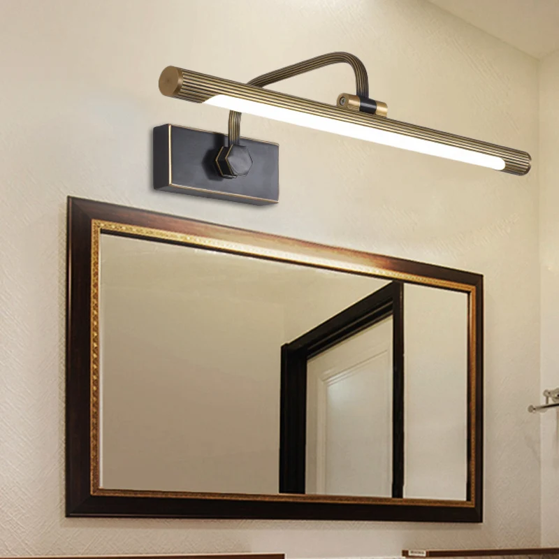 14"/18"/23" W buisvormige badkamer schanslamp traditionele metalen antieke koperen LED-ijdelheidslamp natuurlijk licht Cle...