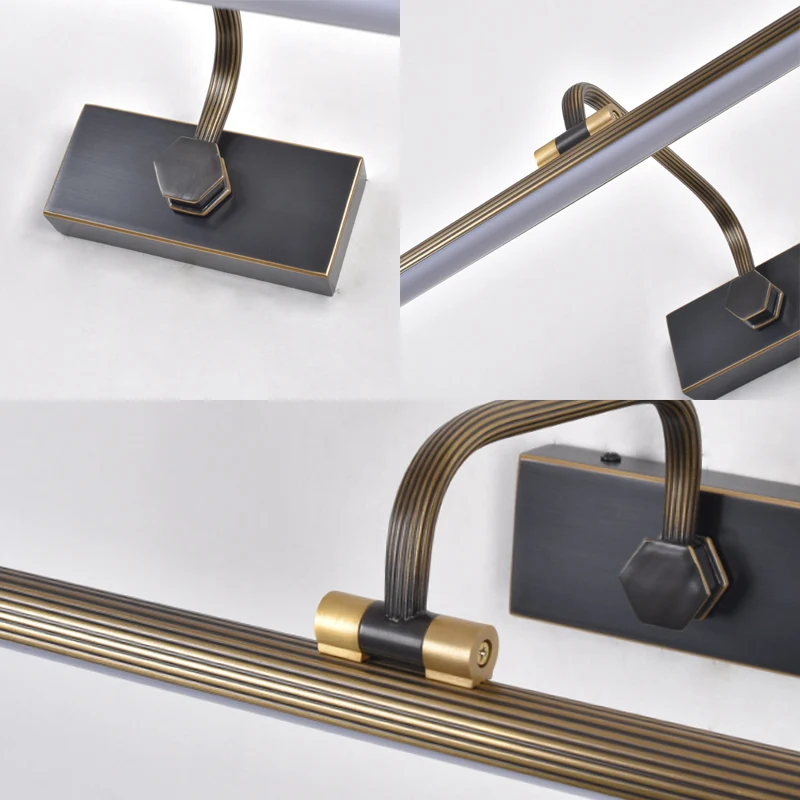 14"/18"/23" W buisvormige badkamer schanslamp traditionele metalen antieke koperen LED-ijdelheidslamp natuurlijk licht Cle...