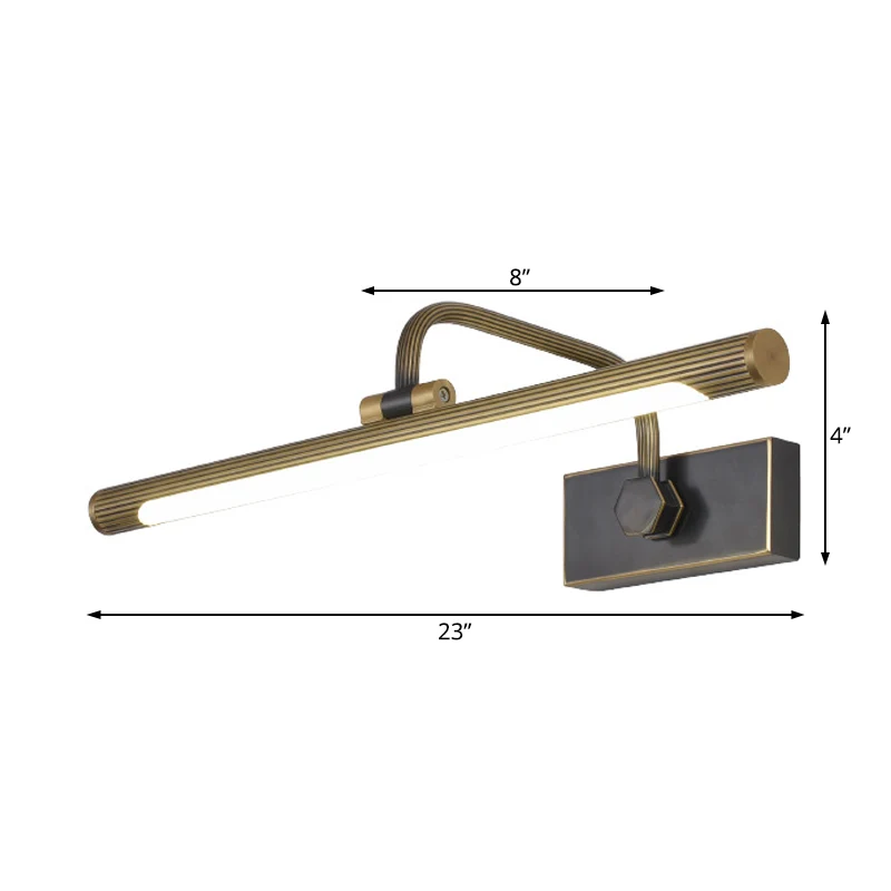 14"/18"/23" W buisvormige badkamer schanslamp traditionele metalen antieke koperen LED-ijdelheidslamp natuurlijk licht Cle...