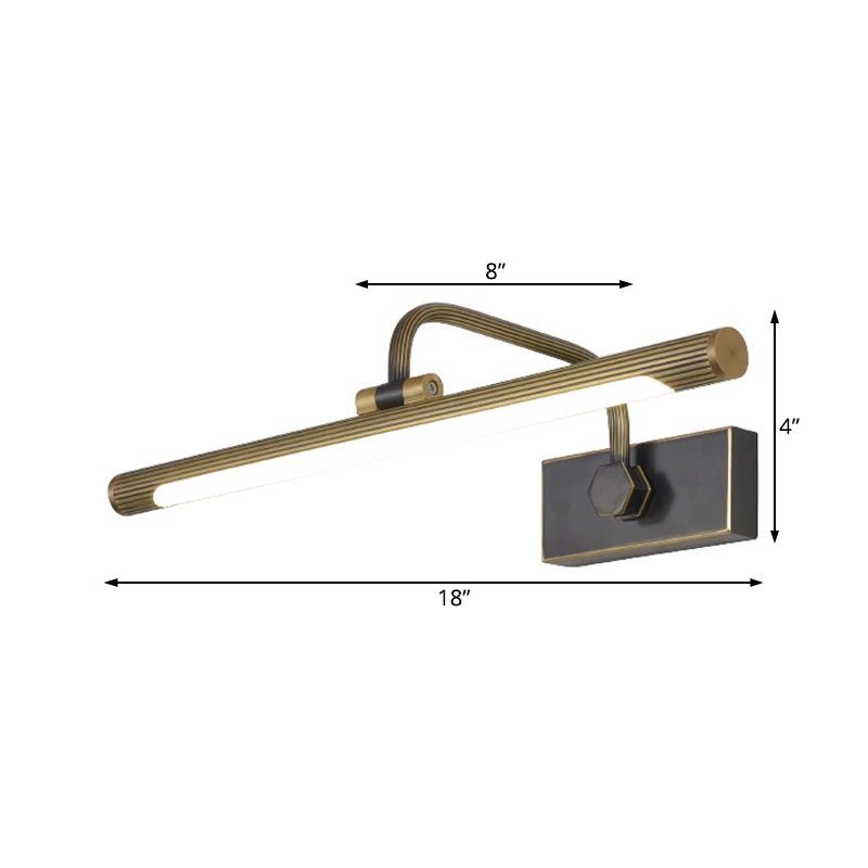14"/18"/23" W buisvormige badkamer schanslamp traditionele metalen antieke koperen LED-ijdelheidslamp natuurlijk licht Cle...