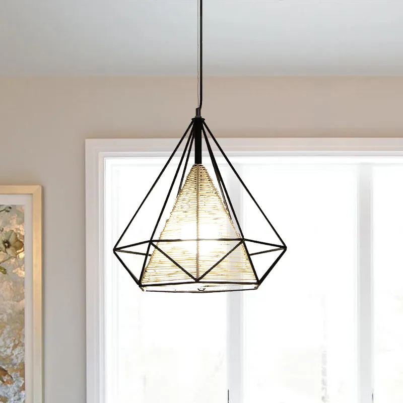 15"/18"/19,5" brede diamant rotan hangende hanger moderne 1 licht beige hangende plafondlamp voor keukeneiland Clearhalo