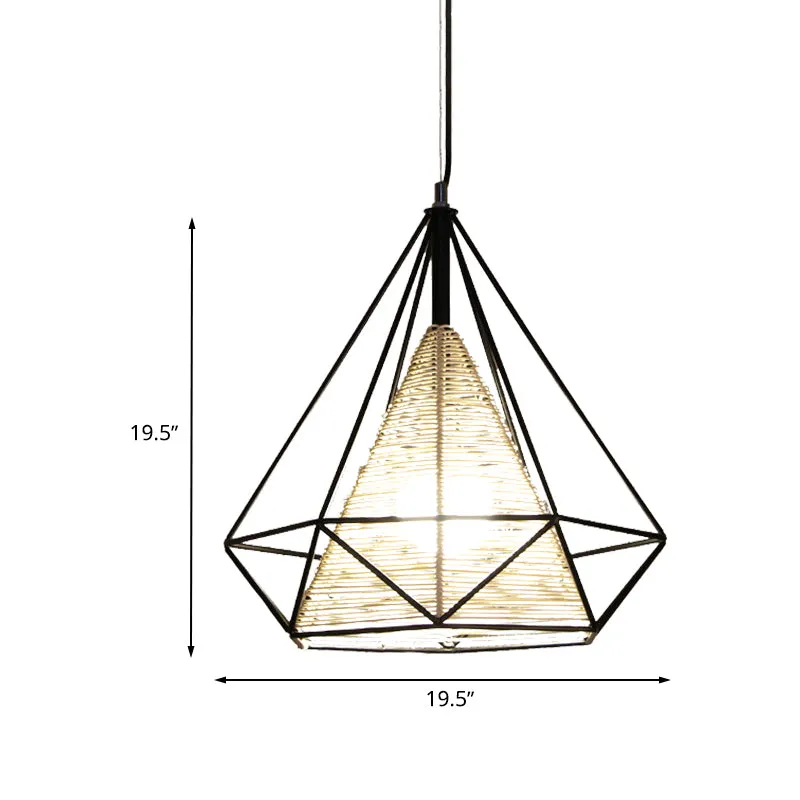 15"/18"/19,5" brede diamant rotan hangende hanger moderne 1 licht beige hangende plafondlamp voor keukeneiland Clearhalo
