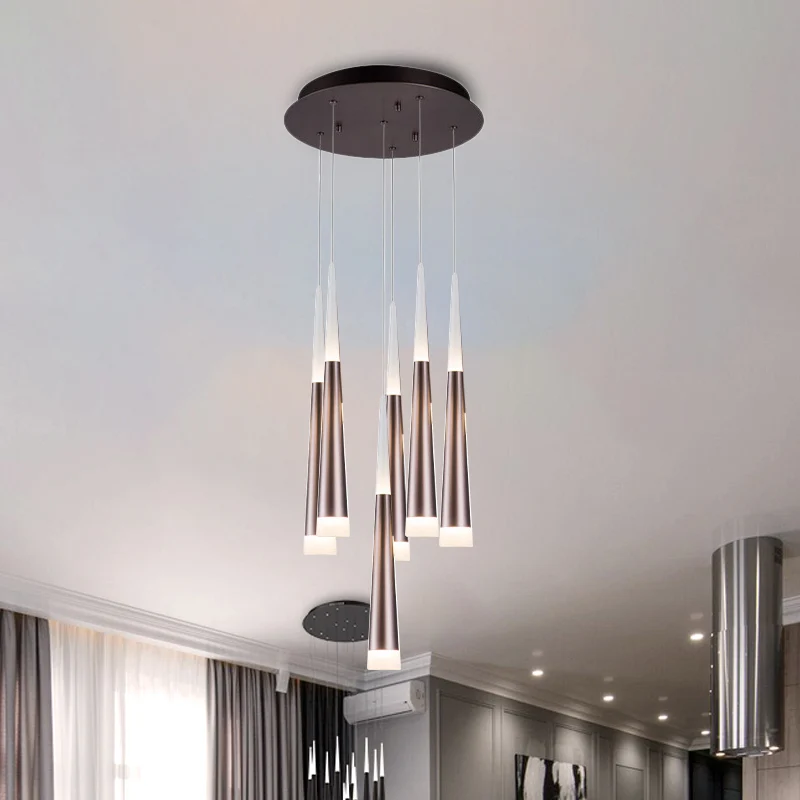 1/5/6 lichten bar hangende hanglamp taps toelopend eenvoudig metaal zilver/bruin hanglamp warm/wit/neutraal Clearhalo