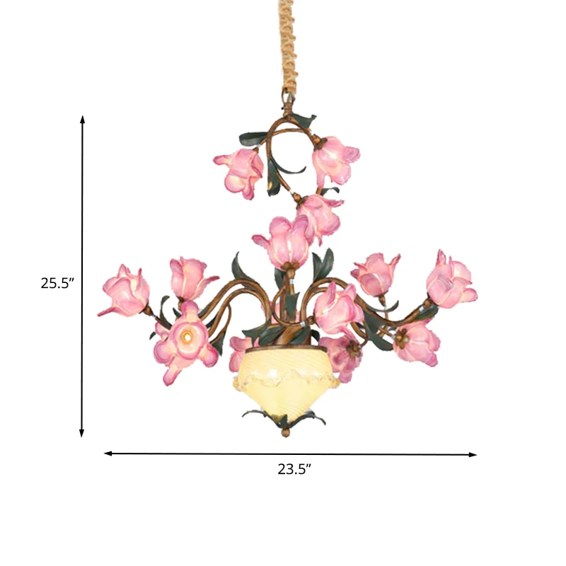 15-lichts kroonluchter hanglamp Amerikaanse bloem metalen LED-hanglamp messing voor slaapkamer Clearhalo