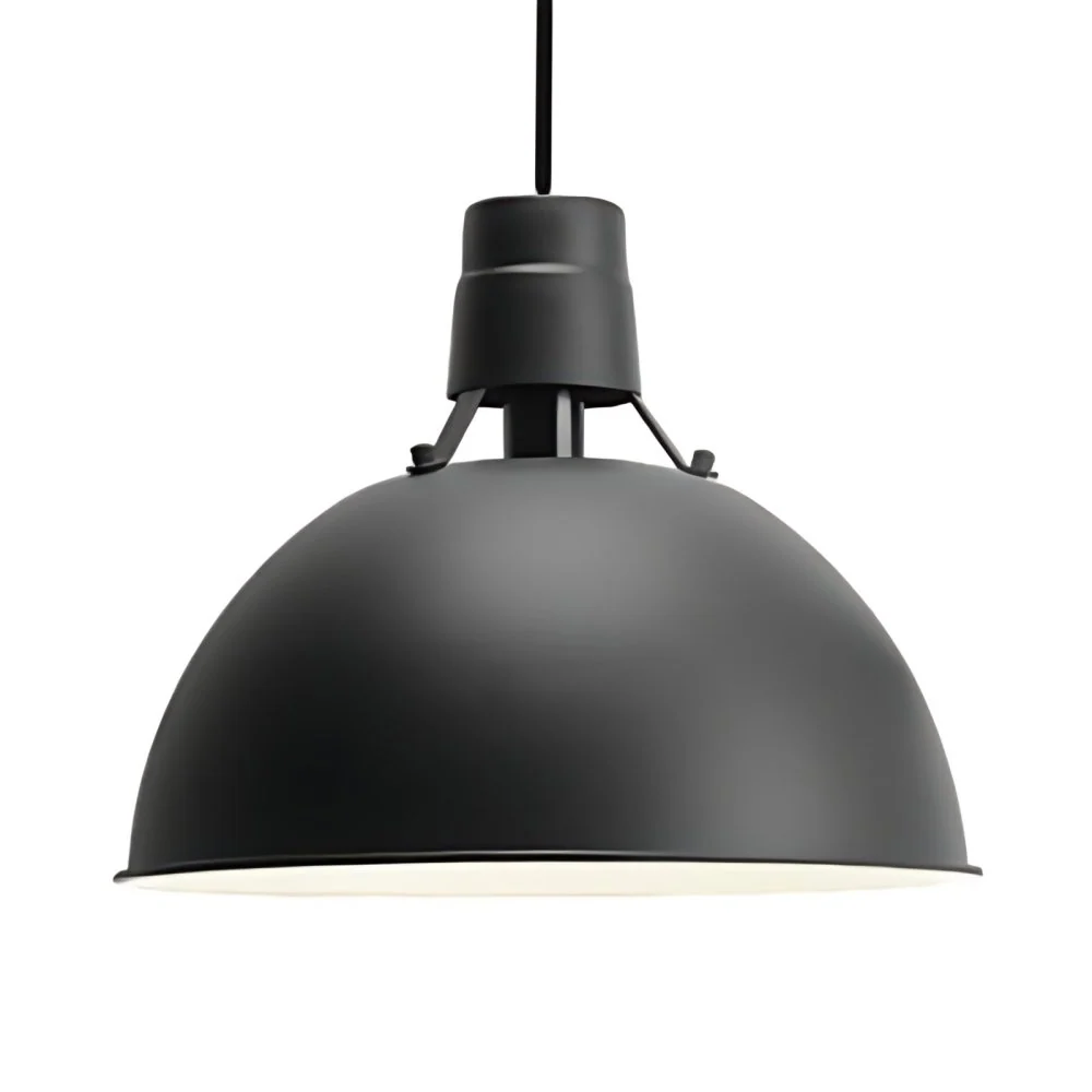 16"/19,5" W 1-lichts hanglamp met koepelschaduw Metalen industriële eetkamer hangende plafondlamp zwart/wit Clearhalo