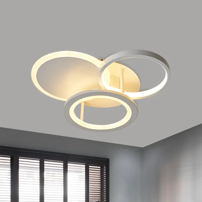 16"/19,5" W metalen ronde semi-inbouw eenvoud LED witte inbouwplafondlamp voor slaapkamer, wit/warm licht Clearhalo