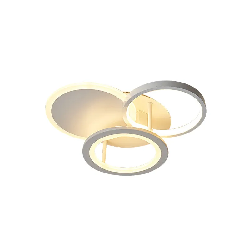 16"/19,5" W metalen ronde semi-inbouw eenvoud LED witte inbouwplafondlamp voor slaapkamer, wit/warm licht Clearhalo
