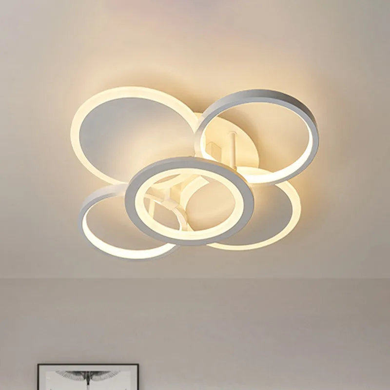 16"/19,5" W metalen ronde semi-inbouw eenvoud LED witte inbouwplafondlamp voor slaapkamer, wit/warm licht Clearhalo
