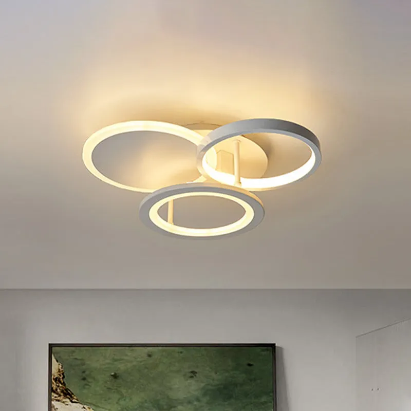 16"/19,5" W metalen ronde semi-inbouw eenvoud LED witte inbouwplafondlamp voor slaapkamer, wit/warm licht Clearhalo