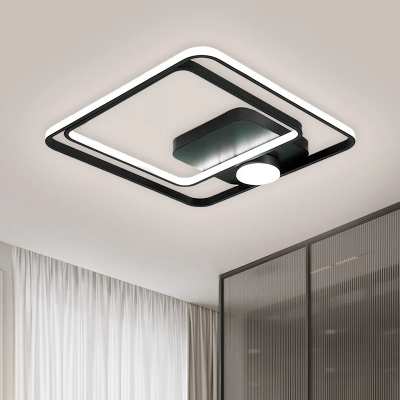16"/19,5" W vierkante plafondlamp moderne stijl metallic zwart/goud LED inbouwverlichtingsarmatuur Clearhalo