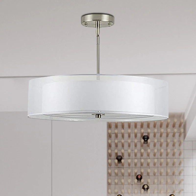 16"/19,5"/23,5" Dia Cilinder Ophanging Hangende Moderne Stoffen Witte LED Hangende Hanglamp Clearhalo